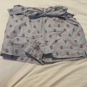 Blue and red shorts